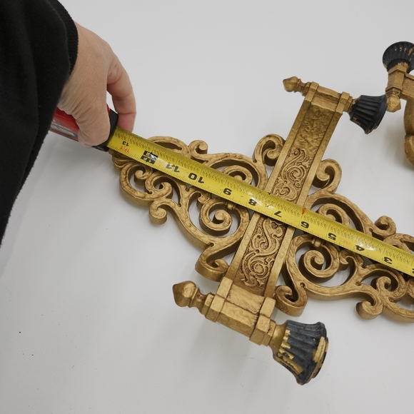 Vintage Mid Century 1969 Dart Gold Gilded Scroll Candle Holders Wall Sconces - Picture 3 of 15